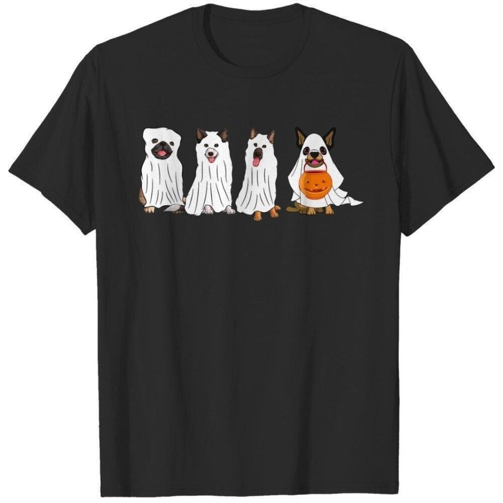 Halloween Dog With Pumpkin Spooky Retro Holiday Fan T-Shirt